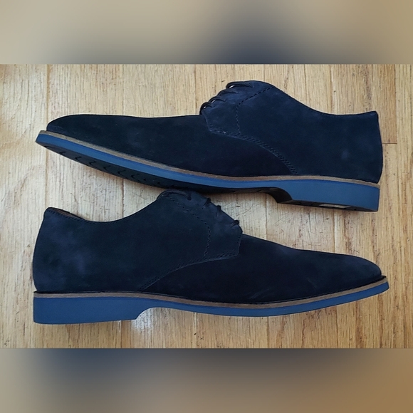 CLARKS 61280556 MEN'S NAVY BLUE SUEDE DERBY OXFORD SHOES SIZE 13 M NWOB - Picture 5 of 14